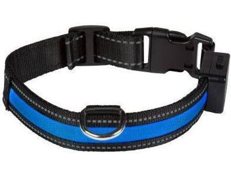 Coleira para Cães  com Luz e Recarregável (Azul - 25-38cm - Nylon - S - Porte Pequeno)