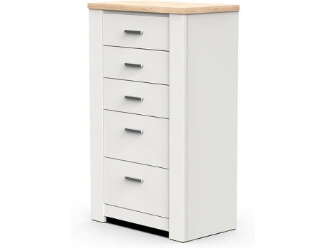 Cómoda  Florenca (Branco e Carvalho - MDF - 40.5x116.5x70 cm)