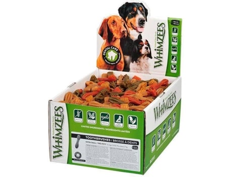 Snacks Dentais para Cães WHIMZEES Escova Box pack S MIX 8,6cm 150 unidades