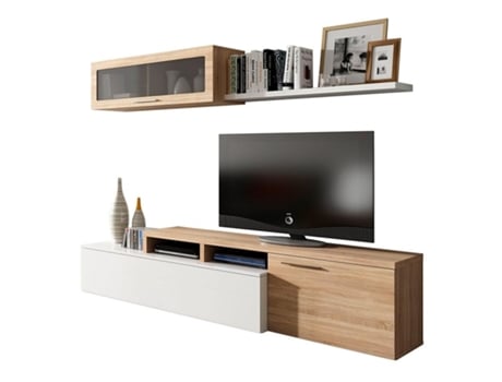 Móvel de TV HABITDESIGN Nexus (Branco - Melamina - 200 x 43 x 41-34 cm)