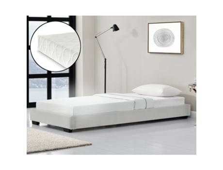 Cama CORIUM (Couro Sintético - Branco - 90x200 cm)