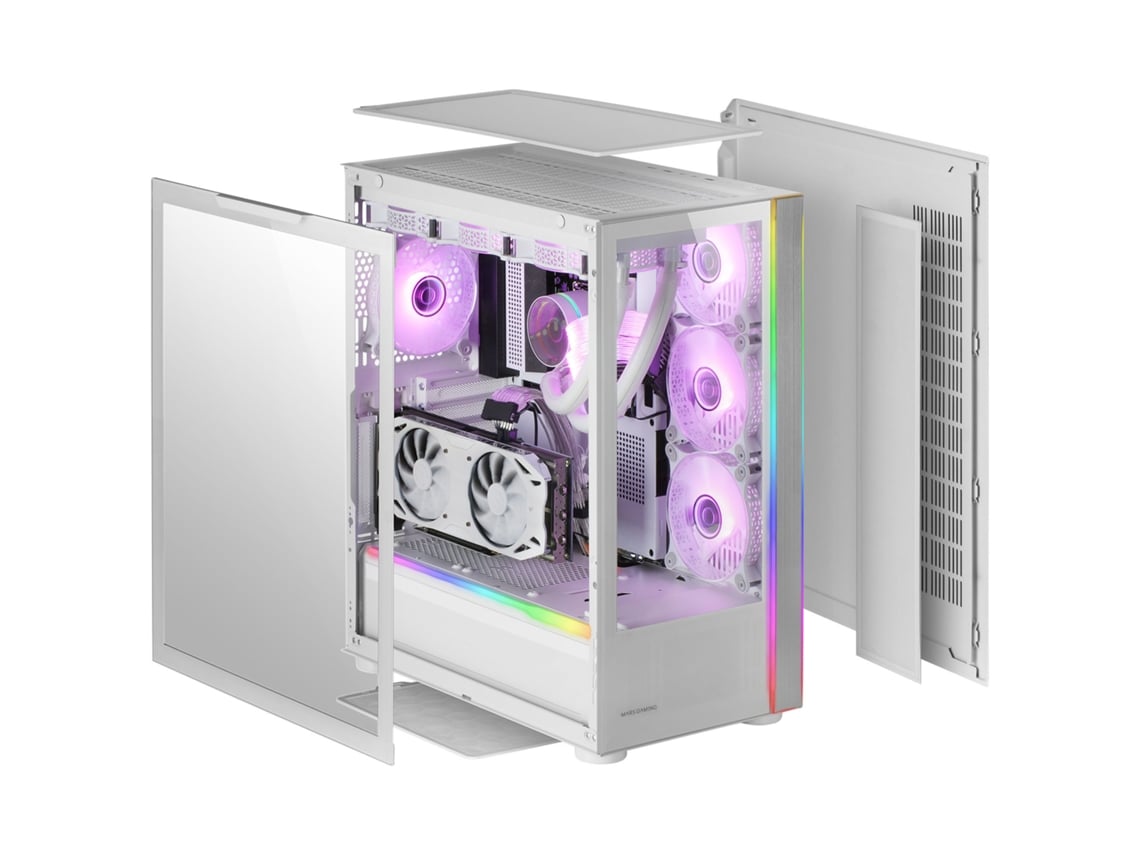 Caixa PC MARS GAMING Torre Gaming Xxl E-Atx Mars Gaming Mc-Neo Branco Vidro  Temperado 5X Ventoinhas 12Cm Sistema Cpu Freezer