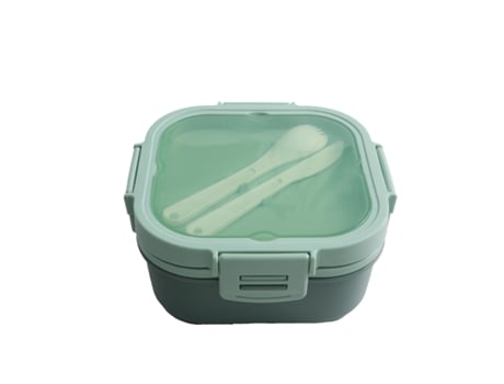 Lancheira MY KITCHEN com talheres e recipiente (1200 ml - 4 compartimentos - Verde)