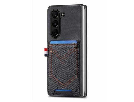 Capa para Samsung Galaxy Z Fold 5 5G JUNSUNMAY com Porta-Cartões Preto