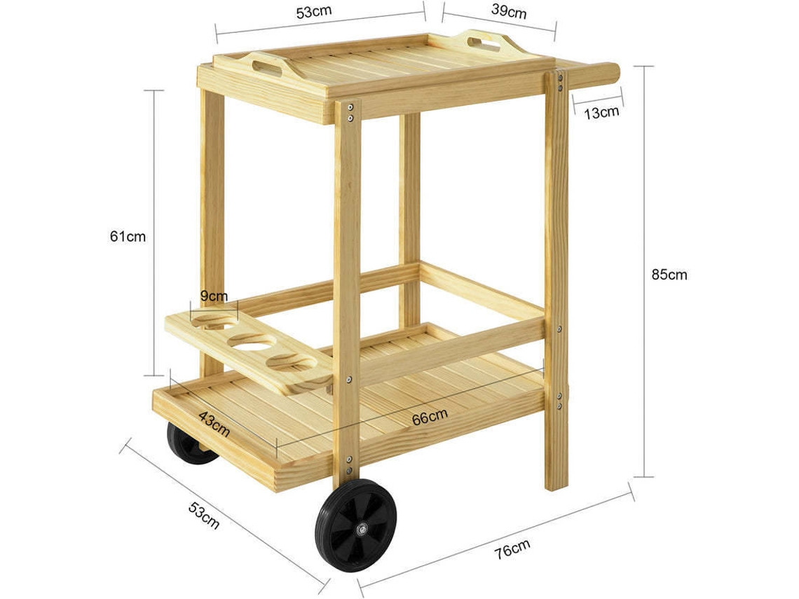 Carrinho De Serviço SOBUY FKW95-N (Madeira De Pinho - 76x53x85 Cm ...