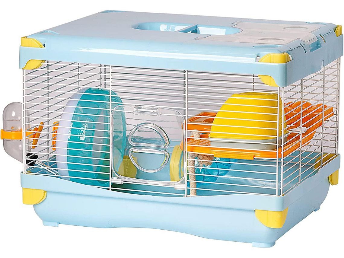 Casa Portátil para Roedores Gaiola para Hamster com Plataforma Roda de  Exercício Alimentador Casa 36X27X25Cm Azul SELEOK | Worten.pt