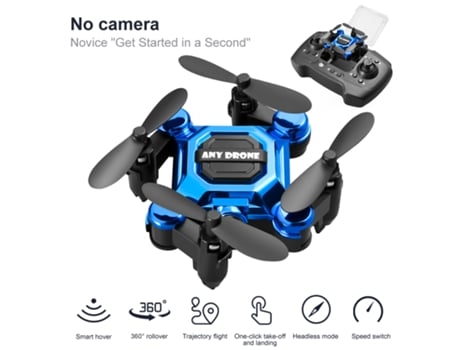 Mini Drone MDUG plegable (3 Bateria - Autonomia: 10 min - Azul)