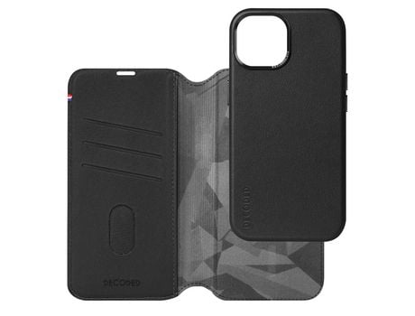 Capa Fólio para iPhone 15 DECODED Pele Preto