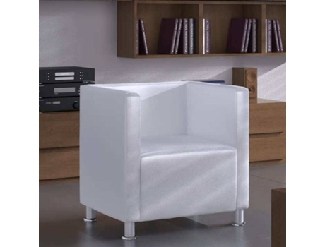 Poltrona em forma de cubo couro artificial branco