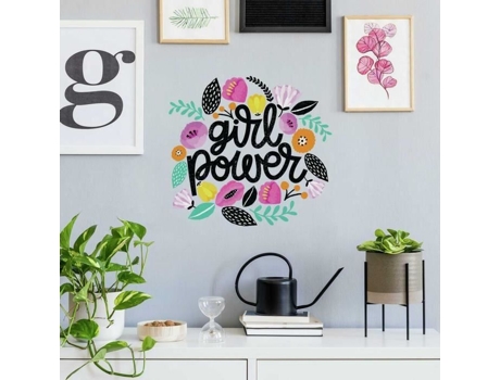 Este Vinis Decorativos Xl com As Palavras Girl Power É Complementado com Adesivos Coloridos de Flores e Folhas. Decore-Os ROOM MATES