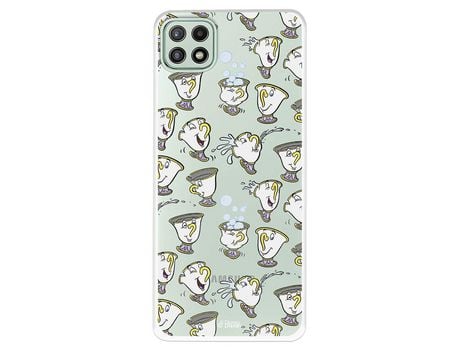 Capa para Samsung Galaxy A22 5G Oficial da Disney Chip Potts Silhuetas A Bela e o Monstro