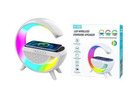 Coluna Wireless Portátil RGB, 2 em 1, com Carregamento Magsafe/Wireless, M2 TEC BT-2301 Branco