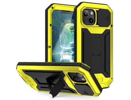 Capa TPU R-JUST à prova de choque, híbrido com suporte amarelo para iPhone 13 6.1