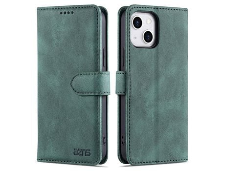 Capa PU + TPU AZNS anti-queda, anti-riscos com fundo verde para iPhone 13 6.1