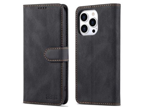 Capa PU + TPU AZNS anti-queda, anti-riscos com base preta para iPhone 13 Pro Max 6.7