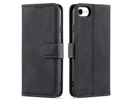 Capa PU + TPU AZNS com suporte preto para iPhone SE (2nd Gen)/8 4.7 /7 4.7