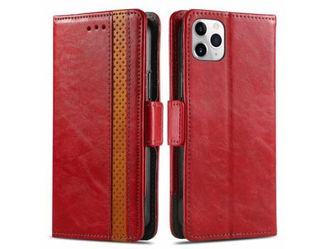 Capa PU CASENEO com apoio vermelho para iPhone 11 Pro Max 6.5