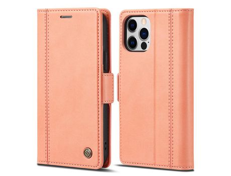 Capa PU + TPU LC.IMEEKE à prova de choque com suporte e porta-cartões rosa para iPhone 13 Pro 6.7