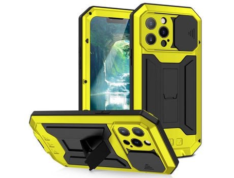 Capa TPU R-JUST com suporte amarelo para iPhone 13 Pro 6.1