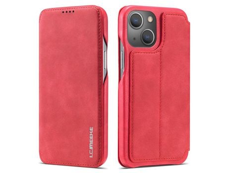 Capa PU LC.IMEEKE estilo retrô com porta-cartão vermelho para iPhone 13 mini 5.4