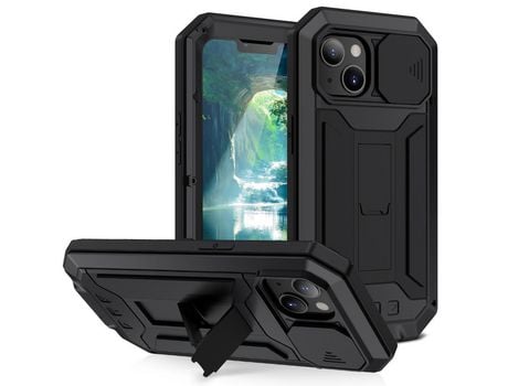 Capa TPU R-JUST à prova de choque, híbrido com suporte preto para iPhone 13 6.1