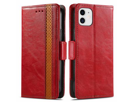 Capa PU CASENEO com apoio vermelho para iPhone 12 mini 5.4