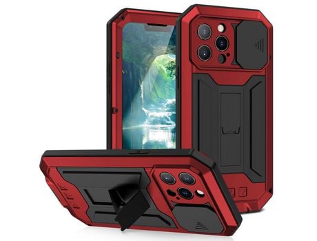 Capa TPU R-JUST com suporte vermelho para iPhone 13 Pro Max 6.7