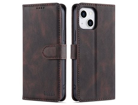 Capa PU + TPU AZNS anti-queda, anti-riscos com base marrom para iPhone 13 6.1