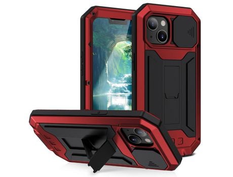 Capa TPU R-JUST à prova de choque, híbrido com suporte vermelho para iPhone 13 6.1