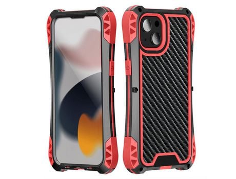 Capa TPU R-JUST quatro airbags de canto anti-queda, híbrido preto/vermelho para iPhone 13 mini 5.4