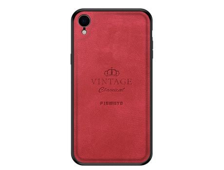 Capa TPU + PU PINWUYO vintage, à prova de choque, híbrido vermelho para iPhone XR 6.1