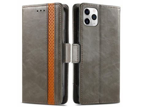 Capa PU CASENEO com apoio cinza para iPhone 11 Pro Max 6.5