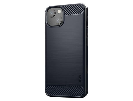 Capa TPU MOFI anti-riscos, textura de fibra de carbono azul para iPhone 13 mini 5.4