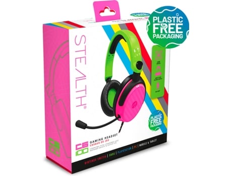 Auscultadores Gaming STEALTH C6-100 (Over Ear - Multiplataforma - Rosa e Verde)