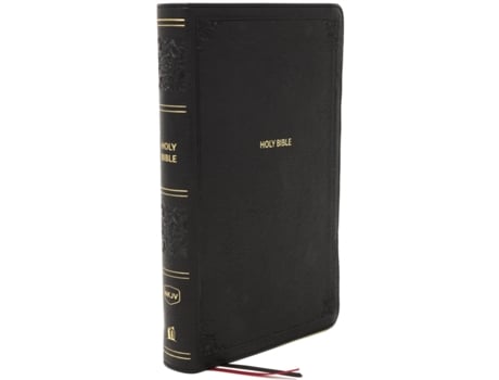 Livro nkjv, end-of-verse reference bible, personal size large print, leathersoft, black, red letter, comfort print de thomas nelson (inglês)