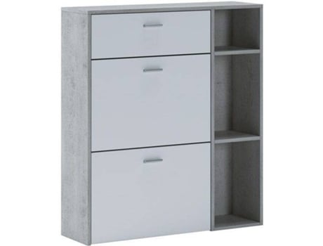 Sapateira SELECTIONHOME Cinzento cimento - Branco mate (Melamina - 90 x 101,5 x 26  cm)