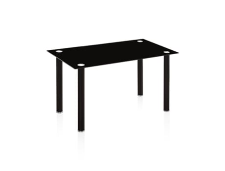 Mesa de Refeição DUEHOME Ake (Preto - Vidro e Metal - 80 x 75 cm)