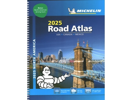 Livro USA Canada Mexico - 2025 Road Atlas de Michelin (Inglês)