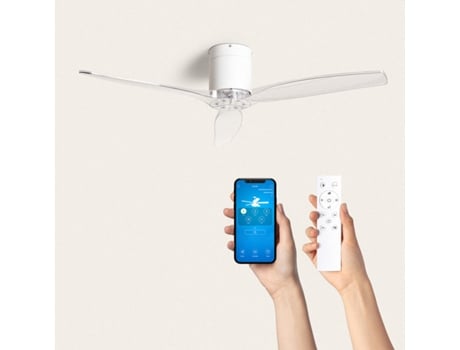 Ventilador de Teto Silencioso Branco Angistri com Motor Dc de 132 Cm Lâminas: Transparente Sem Luz Controle Remoto Wifi: Sim TECHBREY