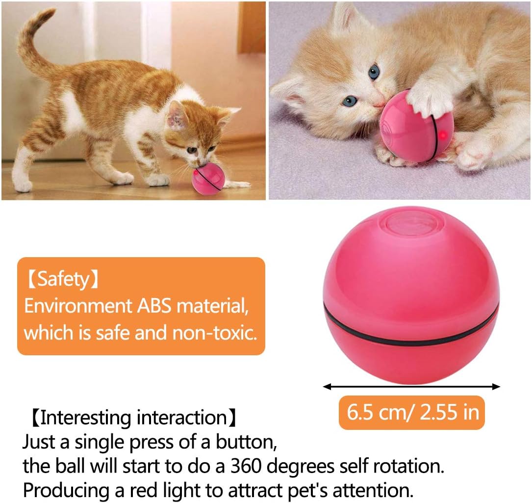 Bolas de brinquedo para gatos, brinquedo inteligente interativo, bolas  giratórias de 360 graus, recarregáveis por USB, bola automática com luz de  LED para exercícios de entretenimento de gatos e gatos