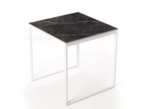 Mesa de Refeição BOX FURNITURE Smart Black Matt (Branco - Madeira e Aço - 90x90x75 cm)