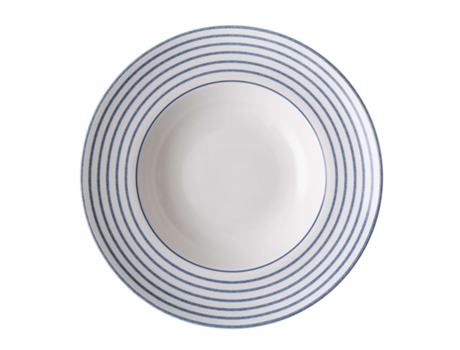 Prato Fundo LAURA ASHLEY Candy Stripe (Azul e Branco - Porcelana - 27.5x27.5x5.4 cm)