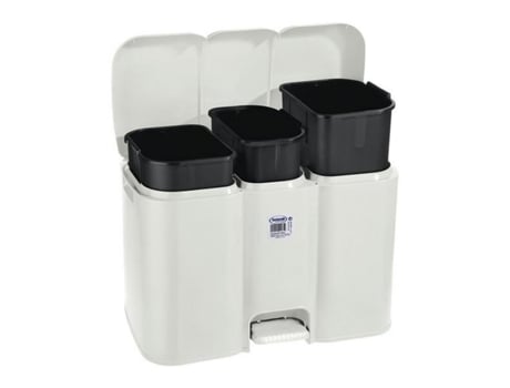 Caixote do lixo metálico com 2 compartimentos brancos para reciclagem -  Cablematic