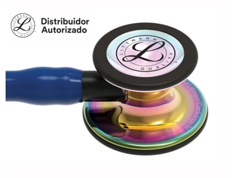 Estetoscópio Littmann Cardiology Iv 6242 Azul Navy Acabamentos Arco-Íris Brilhante SOLVENTUM