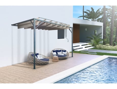 Pérgola Bioclimática de Parede CAZEBOO Bahia 300L300 Bege