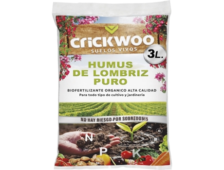 100% Húmus de Minhoca – 3 L (1,2Kg) CRICKWOO