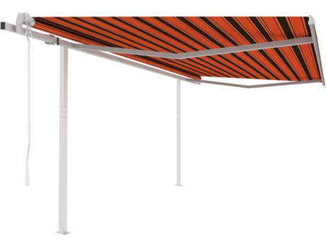 vidaXL Toldo retrátil automático com postes 4,5x3,5 m laranja/castanho