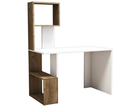 Mesa  Enzio Branco, Nogueira (120 x 60 x 148.2 cm - Cartão, Melamina, PVC)