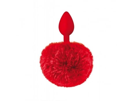 Plug Anal de Silicone SWEET CARESS com Cauda de Coelhinho Vermelho