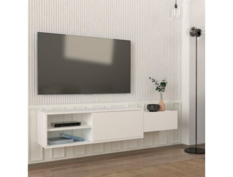 Móvel de Sala Suspenso para Tv Branco com 2 Portas 160X30X33Cm Dione DEKORISTER